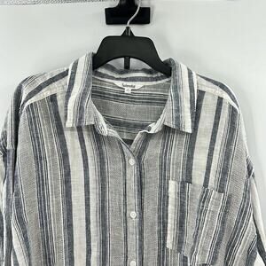 Splendid Collection Women's Bowen Linen Blend Button Down Shirt - Gray - M - NWT